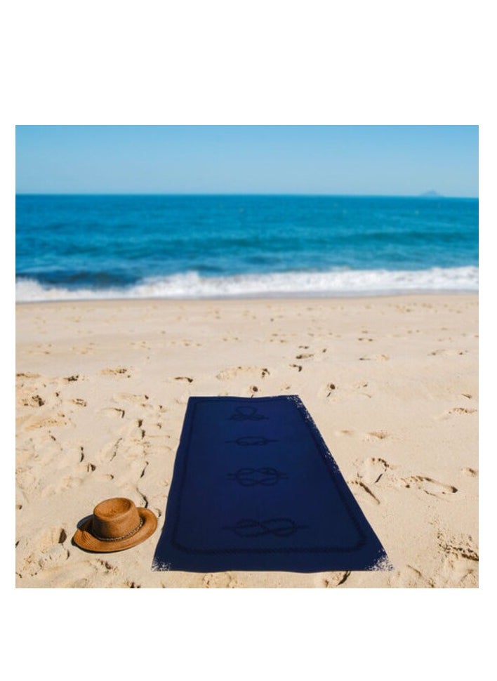 Anemoss - Anemoss Beach Towel, %100 Cotton, Soft, Water Absorbent, Quick Dry, Medium Thick, Pool and Bath Towel, 27x55 in, Navy Blue Color - Image 1