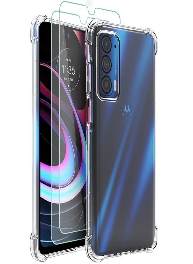 أوسوفر جراب Osophter لهاتف Moto Edge 2021، جراب Moto Edge 5G UW شفاف مزين بزهرة، زوايا معززة، غطاء هاتف مرن من مادة TPU ماصة للصدمات لهاتف Motorola Moto Edge 2021 (شفاف) - Image 1