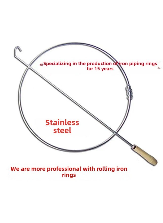 Direct Roll Iron Ring Solid Push Iron Ring Folk Sports Nostalgia Roll Iron Ring Children Adult Fitness Ring-Color:Stainless Steel Material 50cm Thick  - Image 1
