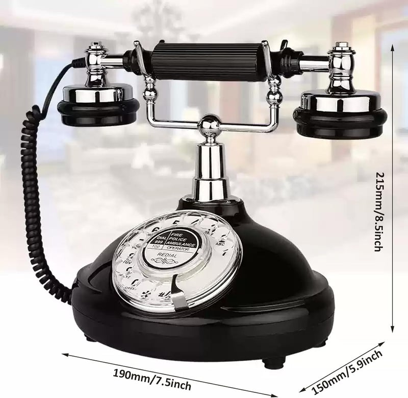 TelPal Retro Phone, Corded Landline Phone with Last Number Redial, Black Vintage Telephone for Home/Office/Hotel, Old Fashion House Telephone Set, Wired Antique Home Phone Gift for Seniors - Image 2