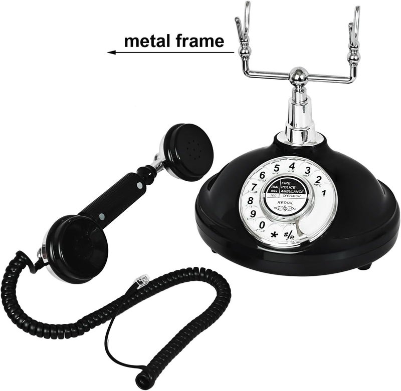 TelPal Retro Phone, Corded Landline Phone with Last Number Redial, Black Vintage Telephone for Home/Office/Hotel, Old Fashion House Telephone Set, Wired Antique Home Phone Gift for Seniors - Image 5