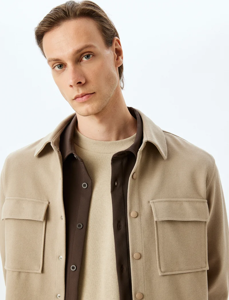 كوتون Long Sleeve Shacket