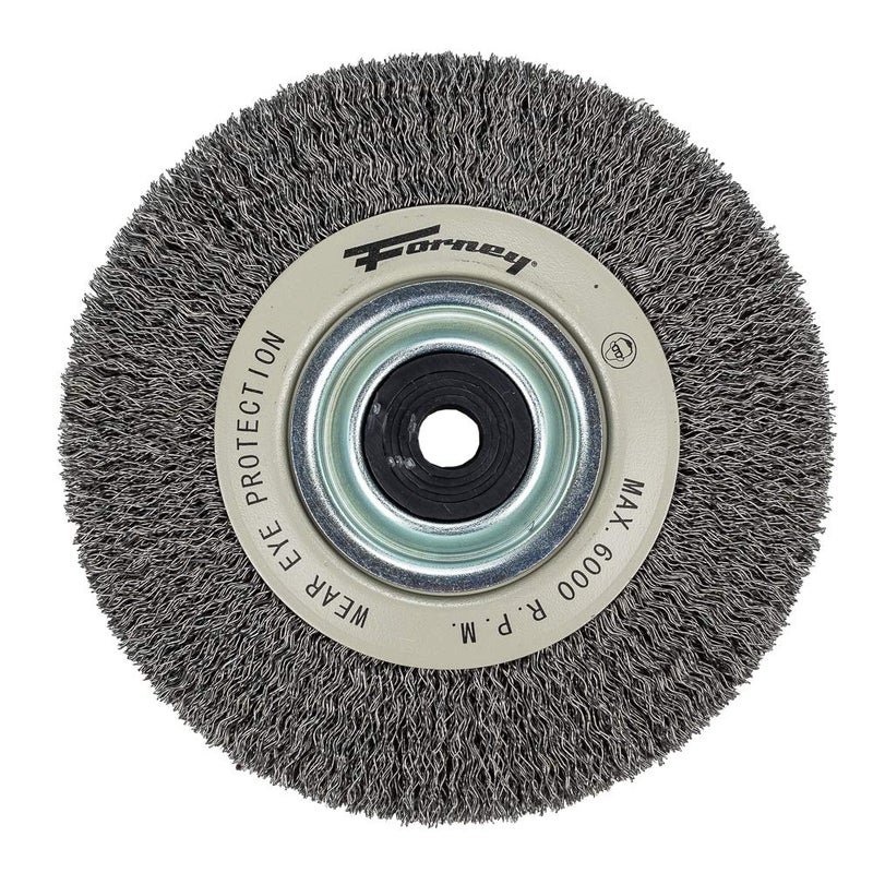Forney 72895 Wire Bench Wheel Brush Industrial Pro Crimped with 12Inch Through 2Inch Multi Arbor 6Inchby012Inch