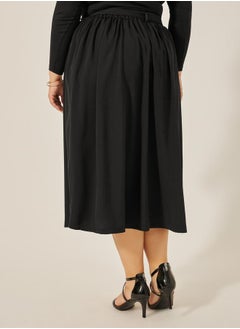 Styli Plus Size Gathered Detail Midi Skirt with Tie-Up Belt Detail  - Image 5