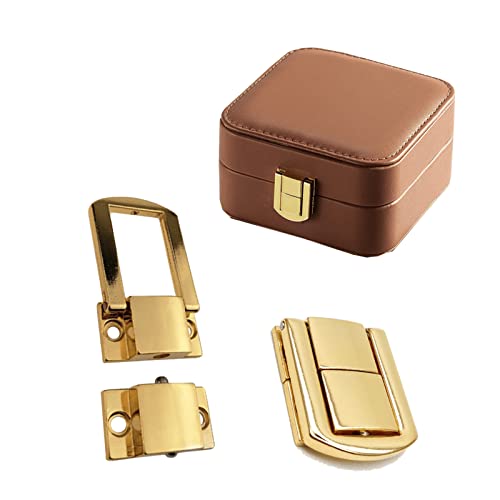 dophee Toggle Catch Lock 0.98"x0.79" Gold Retro Style Iron Hasp Wood Chest Lock Latch Clasp with Screws for Jewellery Box Suitcase Chest Decoration (5-Pack) - Image 5