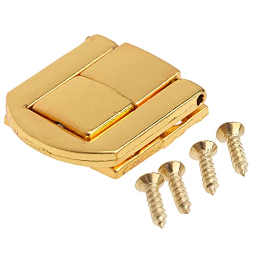dophee Toggle Catch Lock 0.98"x0.79" Gold Retro Style Iron Hasp Wood Chest Lock Latch Clasp with Screws for Jewellery Box Suitcase Chest Decoration (5-Pack) - Image 4
