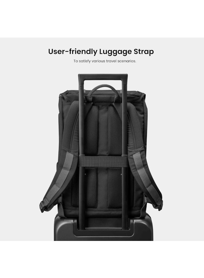 Tomtoc VintPack-TA1 Flap Laptop Backpack, Lightweight, Water-Resistant Travel Casual Daypack, Slim Durable Work-pack Rucksack for 13-16 Inch MacBook Laptop, Large Capacity, Eco-Friendly Backpack 22L  - Image 3