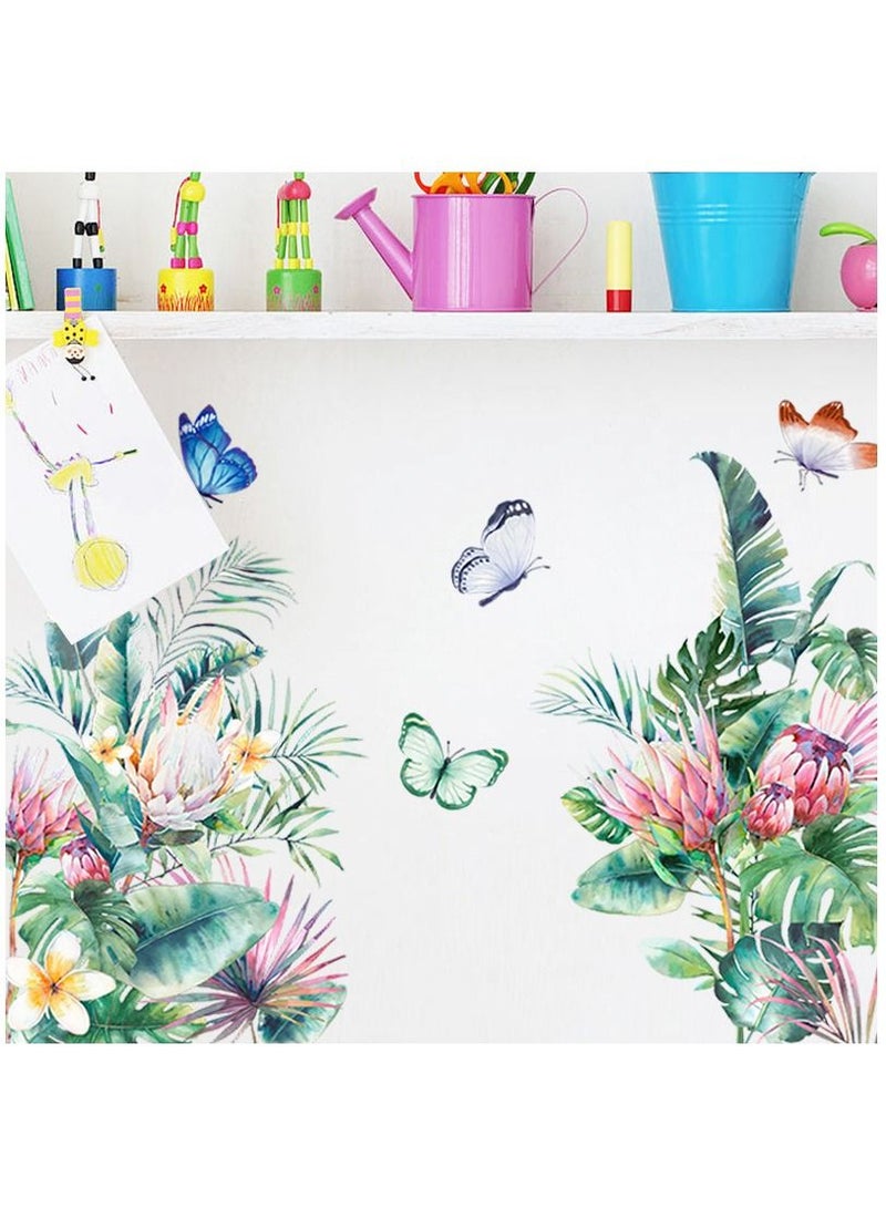 Bluejw Tropical Art Fresh Leaf Self-Adhesive Removable Wall Stickers Perfect For Bedroom Corner Skirting In Living Room - Image 1