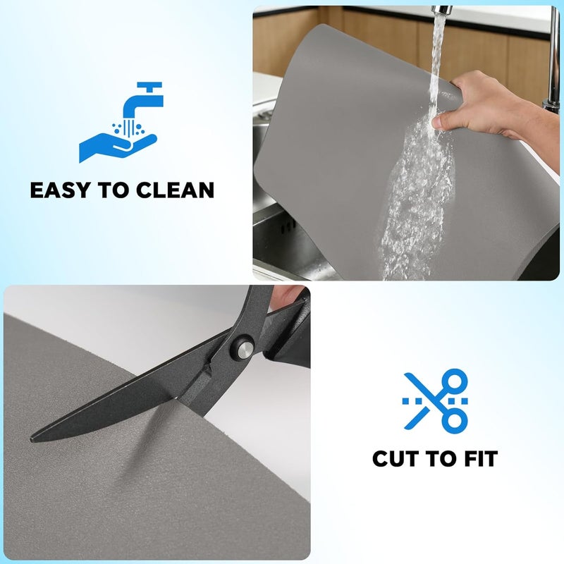LIMNUO Dish Drying Mat for Kitchen Counter, Dish Drying Pad with Non-Slip Rubber Backed, Hide Stain Anti Absorbent for Kitchen Counter (Gray, 50x40cm) - Image 5