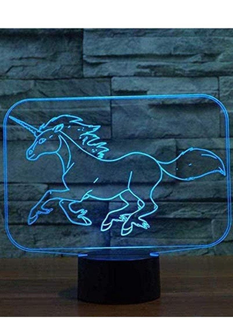 althiqahkey Cartoon Characters 3D  Creative Night Light Touch Remote Table Lamp Led Slide Light Bedside Lamp Cool Toy Creative Animation Lamp Running Unicorn  - Image 1