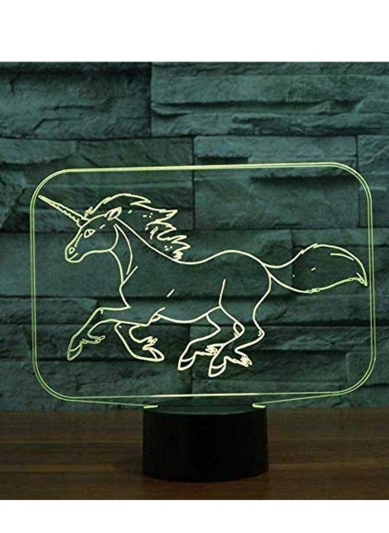 althiqahkey Cartoon Characters 3D  Creative Night Light Touch Remote Table Lamp Led Slide Light Bedside Lamp Cool Toy Creative Animation Lamp Running Unicorn  - Image 2