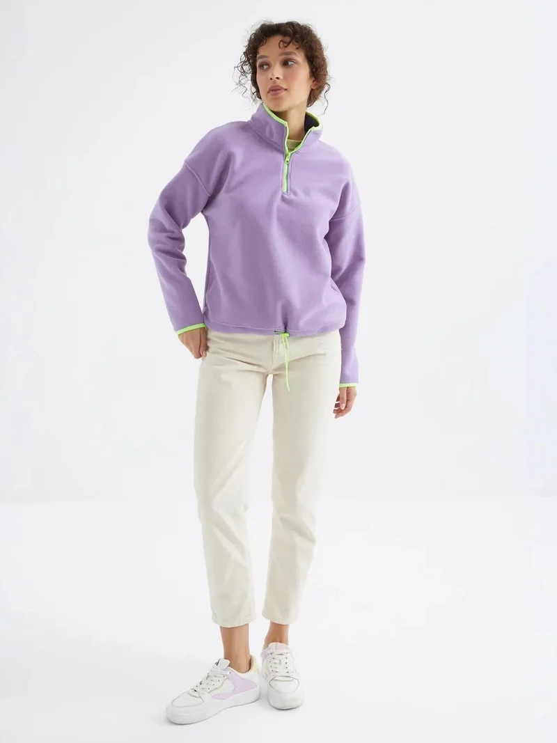 تومي لايف TOMMY Oversized Plush Half-zip Sweatshirt