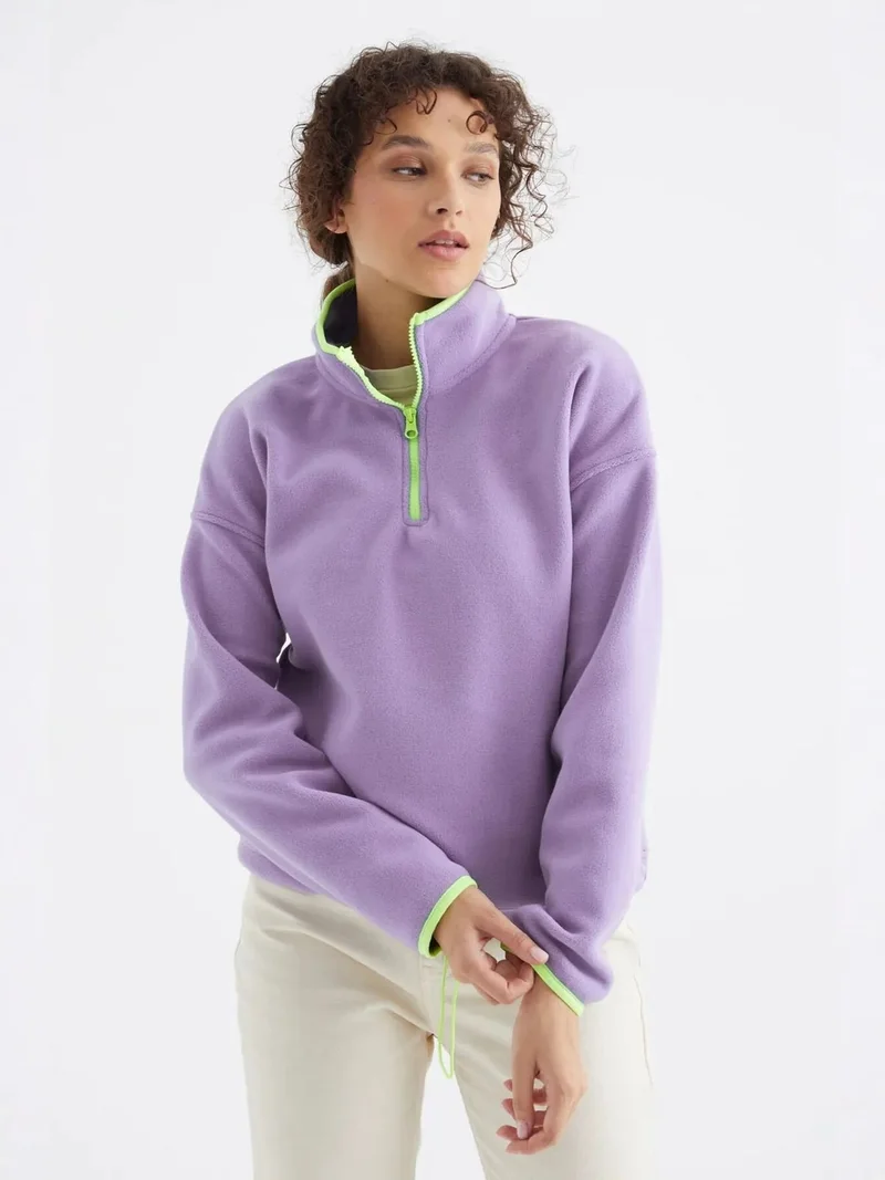 تومي لايف TOMMY Oversized Plush Half-zip Sweatshirt