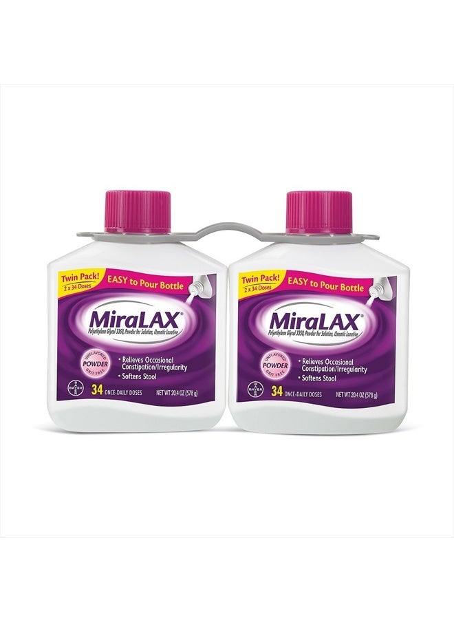 MiraLAX Supplement Powder For Bloating, 40.8 Ounce  - Image 1