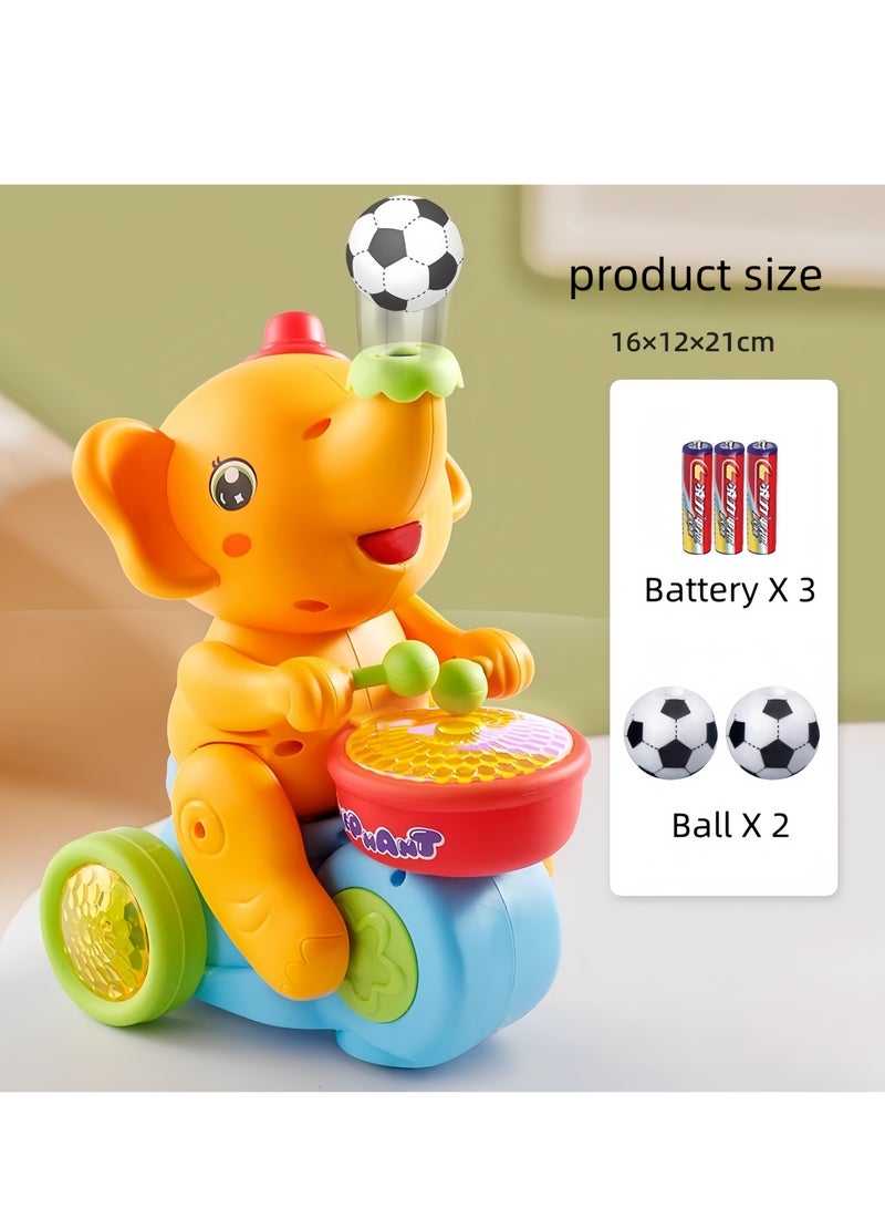 Cute drum elephant, automatic obstacle avoidance, colorful light tubes and music, infant crawling training toys, floating football training, children's concentration, boys and girls, educational toys and early education gifts  - Image 1