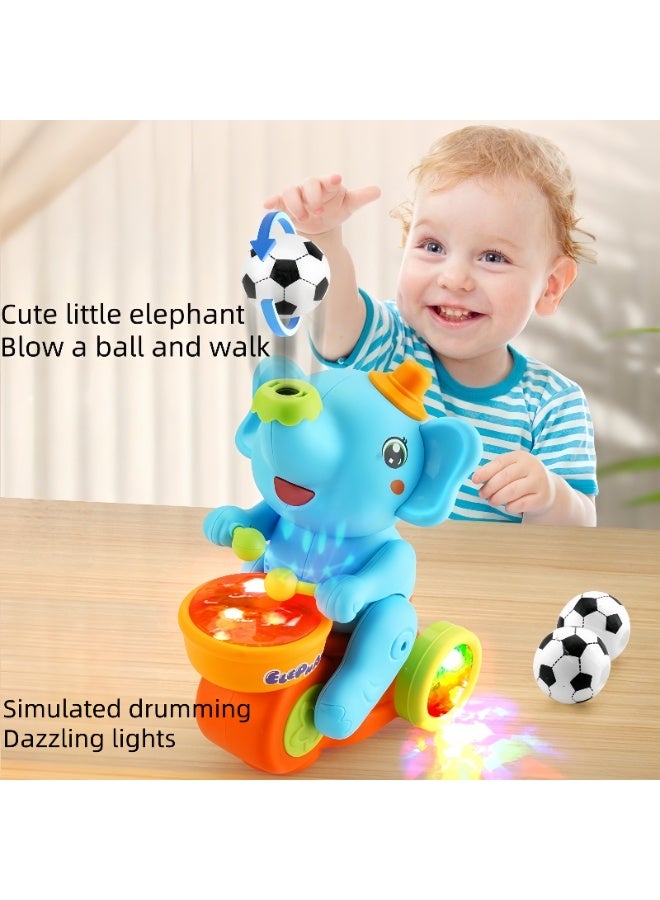 Cute drum elephant, automatic obstacle avoidance, colorful light tubes and music, infant crawling training toys, floating football training, children's concentration, boys and girls, educational toys and early education gifts  - Image 3
