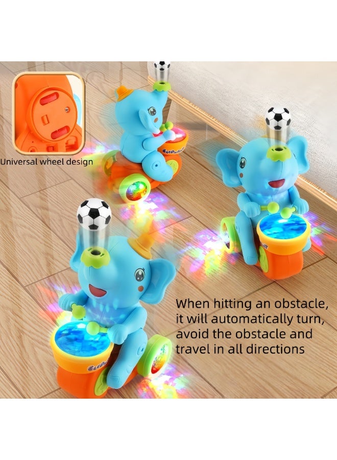 Cute drum elephant, automatic obstacle avoidance, colorful light tubes and music, infant crawling training toys, floating football training, children's concentration, boys and girls, educational toys and early education gifts  - Image 4