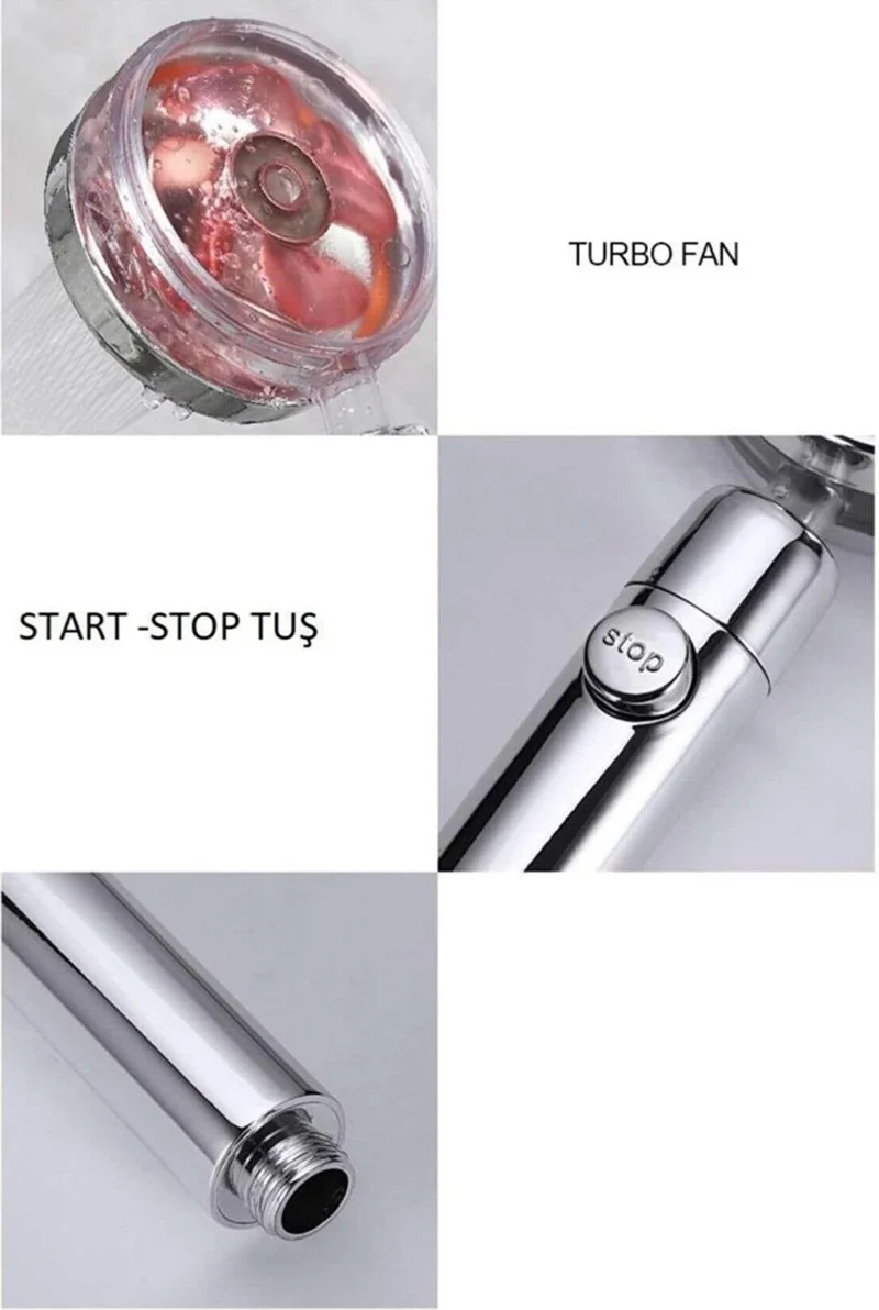 Masho Trend Mashotrend 360 Degree Rotating Energy Saving Shower Head + 1.5m Spiral Hose - Pressurized Shower Head