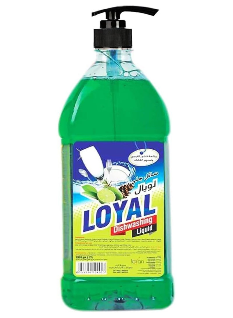 سائل غسيل الأطباق Loyal برائحة الليمون والصنوبر الأخضر - إزالة قوية للدهون - تركيبة مركزة - 1 لتر