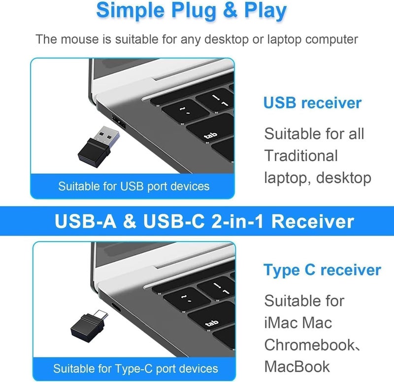 زيرو فأرة لاسلكية قابلة للشحن من لأجهزة MacBook Pro/Air، فأرة بلوتوث لأجهزة الكمبيوتر المحمول/PC/Mac/iPad Pro/الكمبيوتر - Image 4