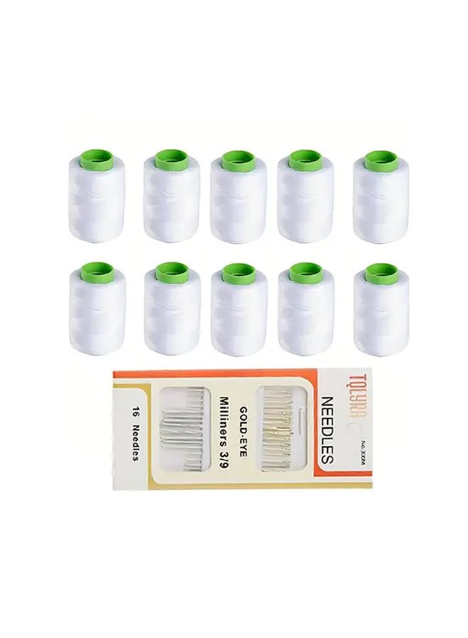 Generic 10 Colorful Polyester Sewing Threads 10 Rolls And 16 Sewing ...