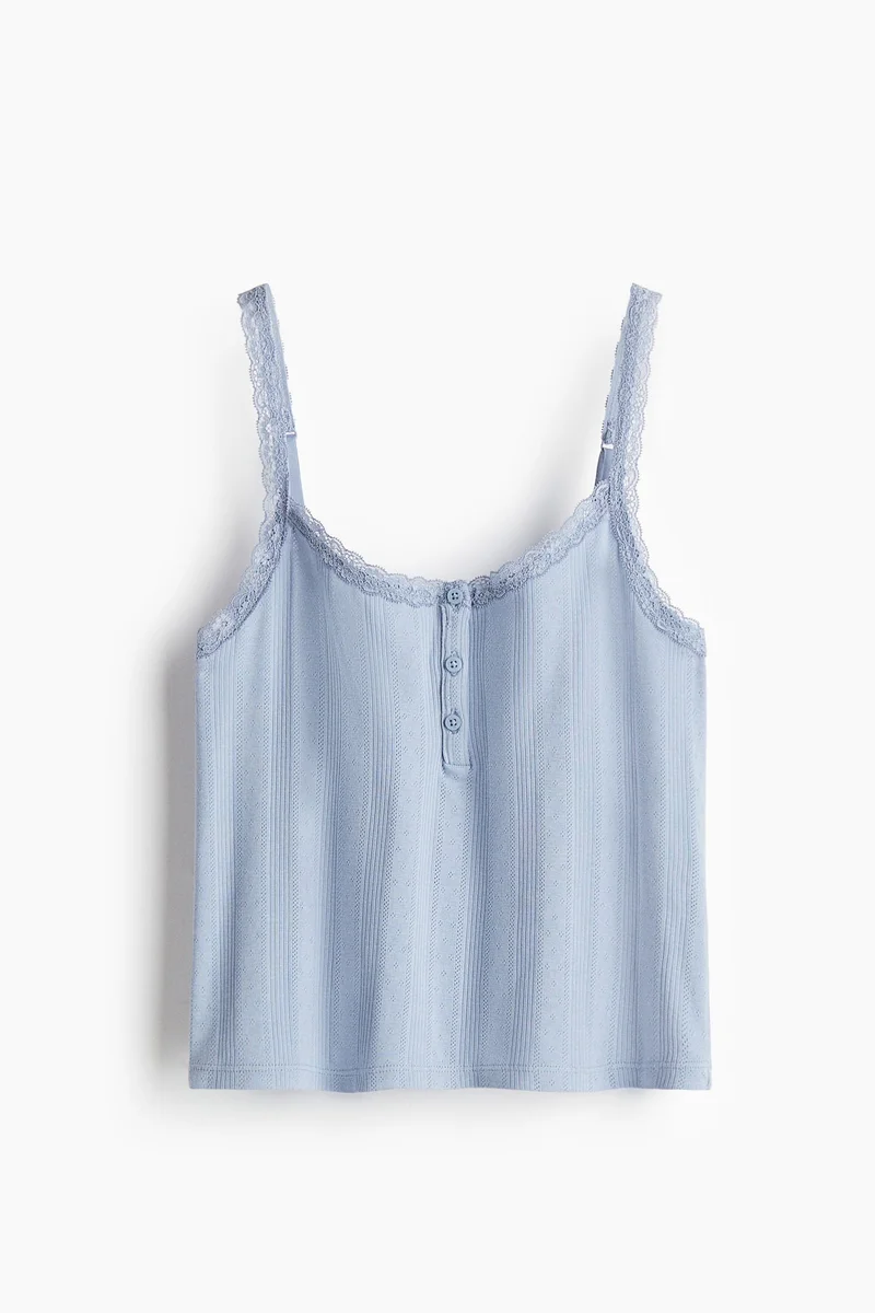 H&M Cotton pointelle strappy top