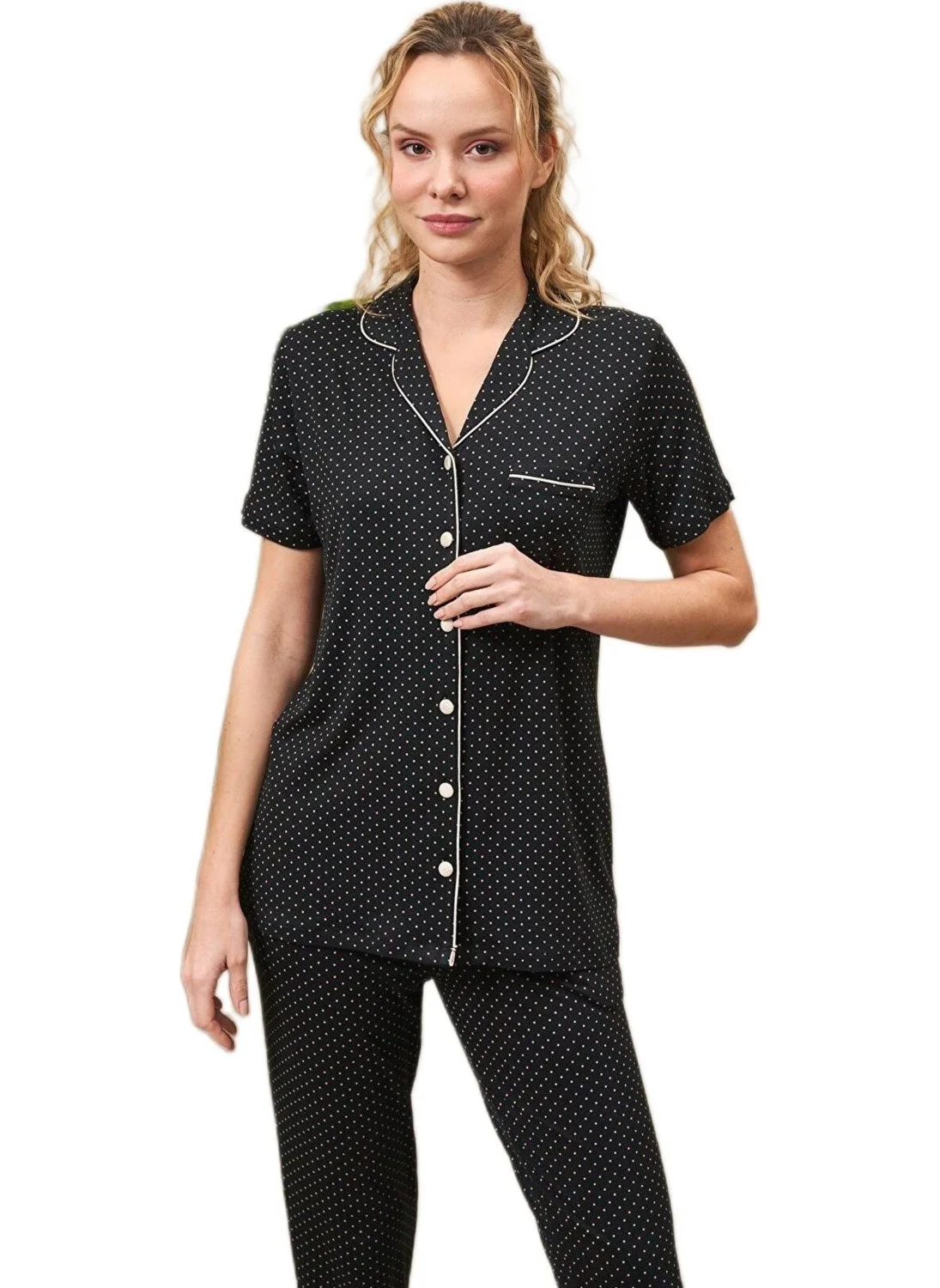 Pjs Women Black Pajama Set 25186