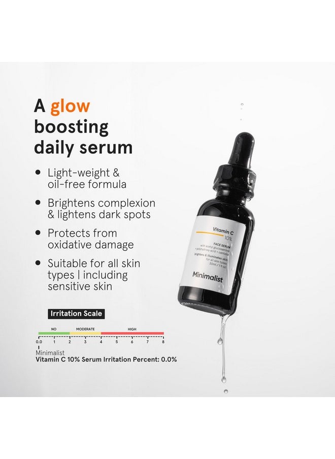 MINIMALIST - Minimalist 10% Vitamin C Face Serum | Formulated & Tested For Sensitive Skin with Ethyl Ascorbic Acid & PHA | All Skin Types| Brightening & Hydrating Formula for Unisex, 10ml - Image 1