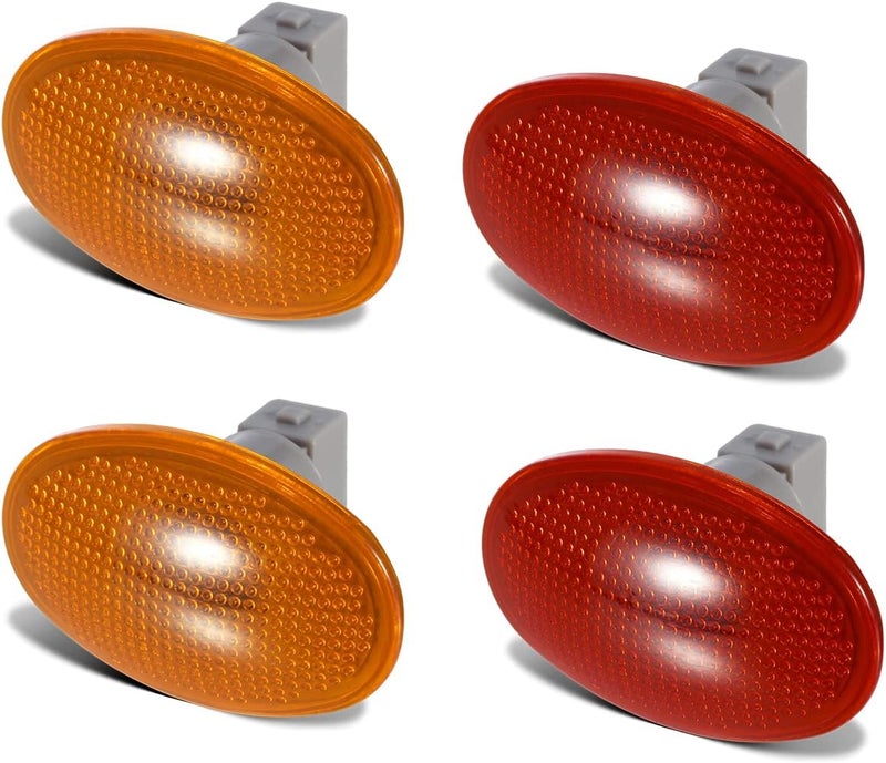 Partsam 2 Amber + 2 Red Dually Bed Fender Clearance Side Marker Lights with Sockets - Image 1