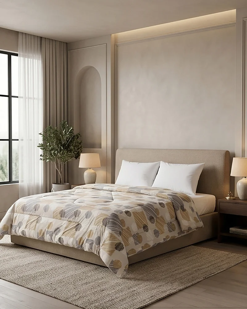 Redtag Brown Printed King Size Comforter (220x240 Cm)