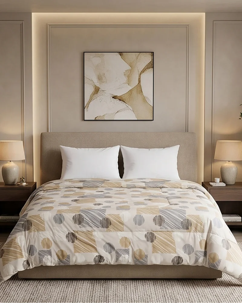 Redtag Brown Printed King Size Comforter (220x240 Cm)