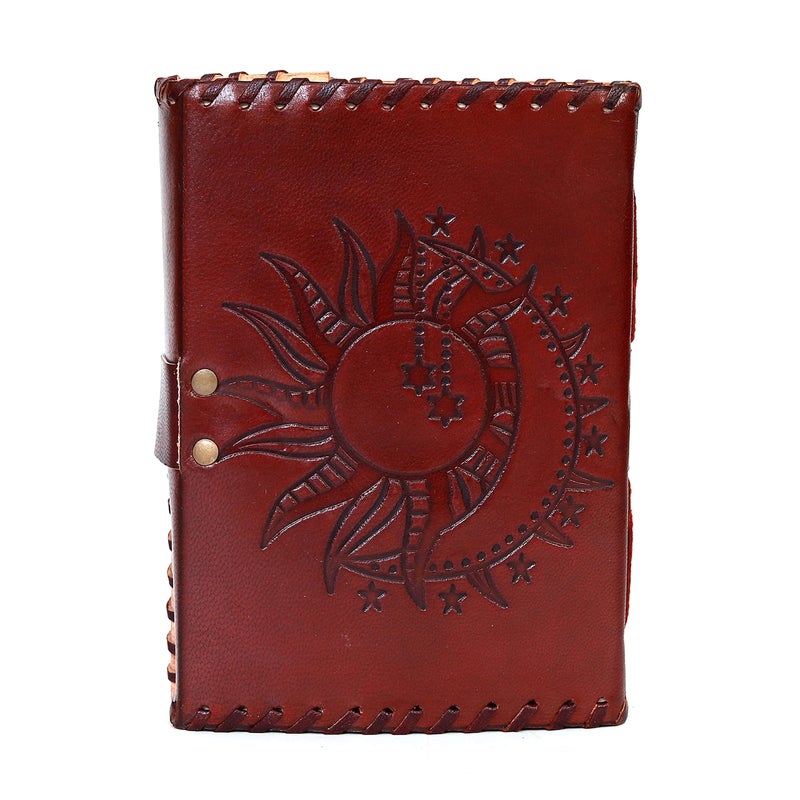 CREATIVE LEATHER ART CLA Journal Leather, Leather Notebook, Vintage Journal, Leather Journal for Men, Leather Journal for Women, Sun and Moon Journal Leather, (7 x 5 Inch, Bronze - Sun & Moon) - Image 3