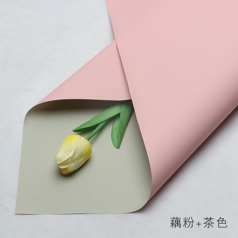 Generic Waterproof Dual-Tone Floral Wrap Paper Ink [lotus root powder + brown] 