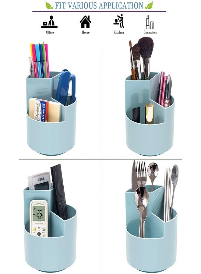 Siveit Desk Pencil Pen Holder, Desk Organizers 3 Slots 360-Degree Rotating Pen Holder for Desktop Storage Stationery Supplies Organizer, Home, Office, School, Kids, Blue - Image 5