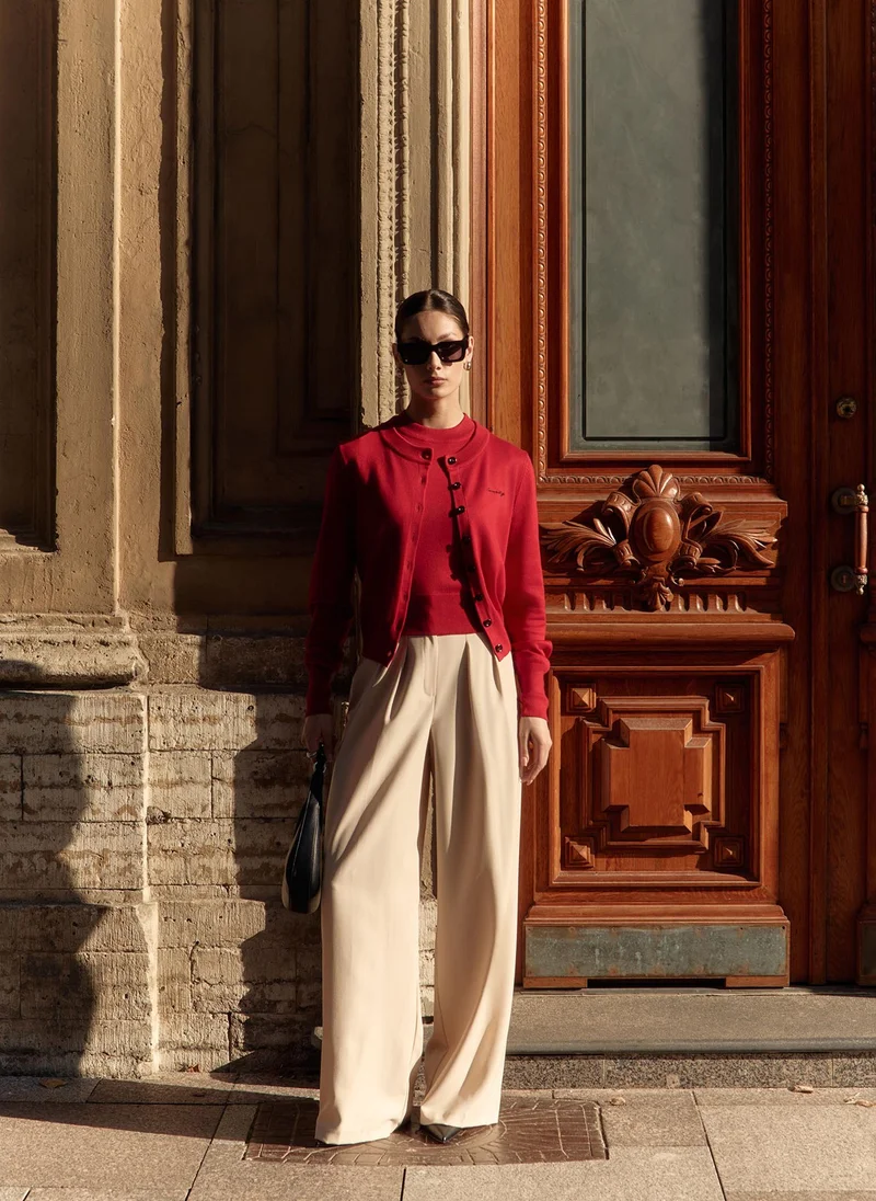 Lichi Knitted cardigan with chest embroidery