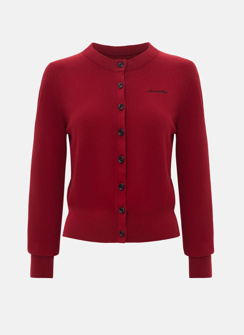 Lichi Knitted cardigan with chest embroidery