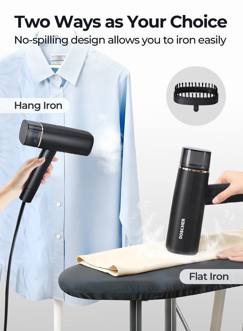 دوشر كوايه ملابس بخار محمولة 1300 واط، كوايه بخار بتصميم قابل للطي مع خزان مياه 120 مل، بخار قوي نافذ بدرجة حرارة 170° لإزالة التجاعيد بسرعة، للاستخدام المنزلي والمكتبي - Image 4