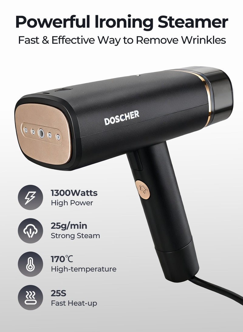 دوشر كوايه ملابس بخار محمولة 1300 واط، كوايه بخار بتصميم قابل للطي مع خزان مياه 120 مل، بخار قوي نافذ بدرجة حرارة 170° لإزالة التجاعيد بسرعة، للاستخدام المنزلي والمكتبي - Image 3