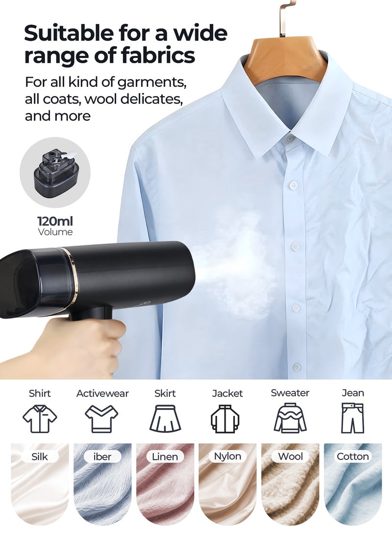 دوشر كوايه ملابس بخار محمولة 1300 واط، كوايه بخار بتصميم قابل للطي مع خزان مياه 120 مل، بخار قوي نافذ بدرجة حرارة 170° لإزالة التجاعيد بسرعة، للاستخدام المنزلي والمكتبي - Image 5
