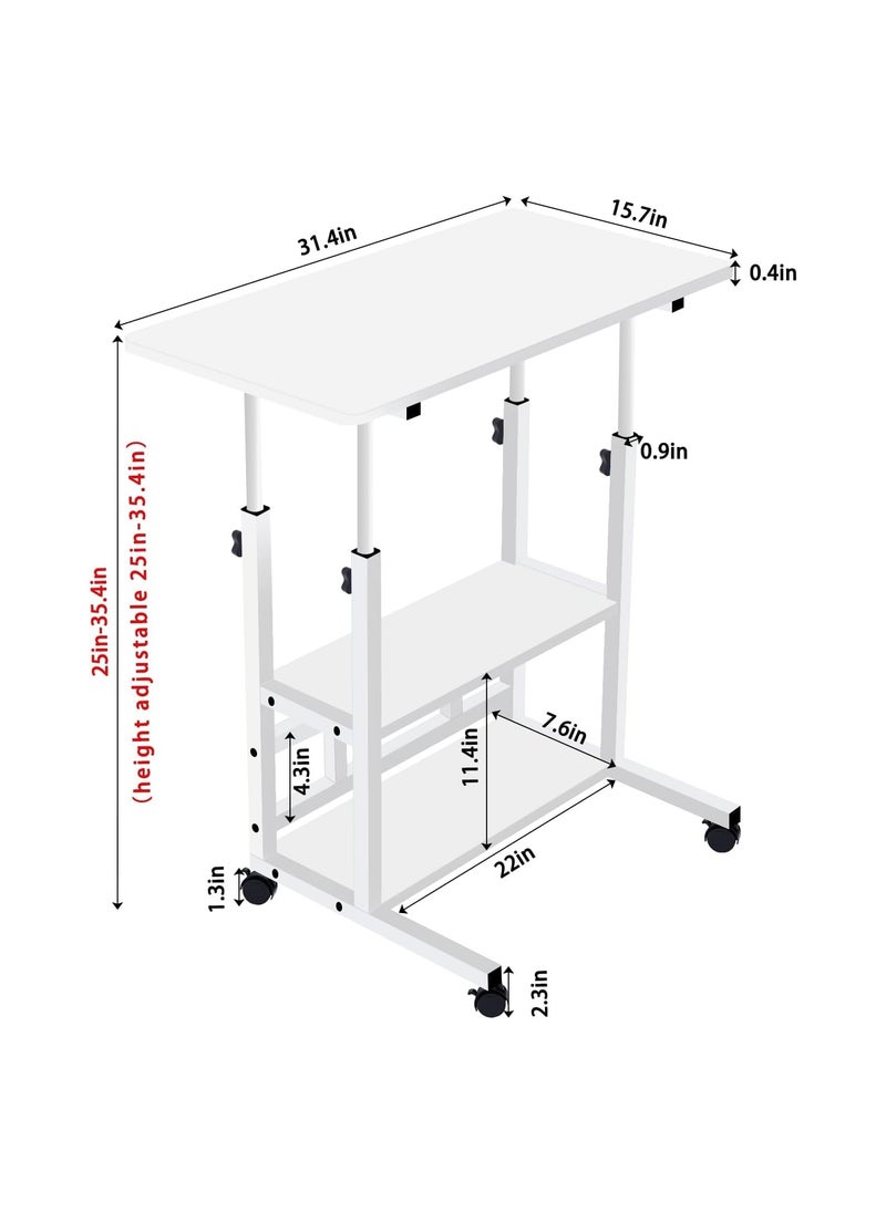 مكتب متنقل قائم بعجلات مزود بمحطات عمل كمبيوتر تخزين مزدوجة الطبقات، أثاث دراسة محمول بجانب السرير بجانب الأريكة (أبيض) - pzsku/ZB3CDE1B0AEB579B378A2Z/45/_/1719553029/6a3b9768-5b5d-44d3-8457-c80313dee440