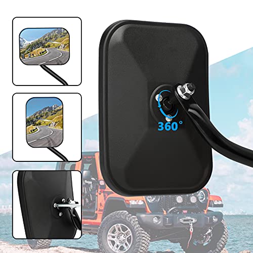 Denforste Mirrors Doors Off Compatible with Jeep Wrangler JK CJ JL & Unlimited - Door Hinge Side Mirrors for Jeep - 2 Pack 5.5 x 7.5 inches Side Rear View Mirrors for Doors Off Driving - Image 5
