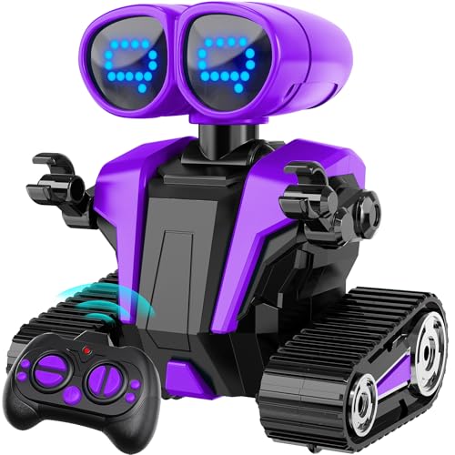 MindPal Robot Toys for Boys Girls with AutoDemonstration Robots for Kids Remote Control Rechargeable Emo Robot with LED Eyes Age 3 Years and Up Purple - Image 1