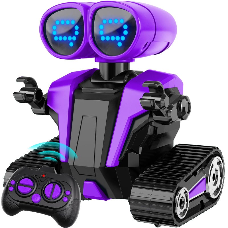 MindPal Robot Toys for Boys Girls with AutoDemonstration Robots for Kids Remote Control Rechargeable Emo Robot with LED Eyes Age 3 Years and Up Purple - Image 3
