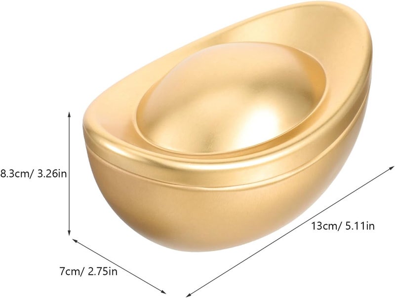 2pcs Metal Ingot Candy Box Decorative Tin Storage Container Chinese New Year Home Decor Large Simulated Gold Ingot Prop for Festive Candy Holder - Image 2