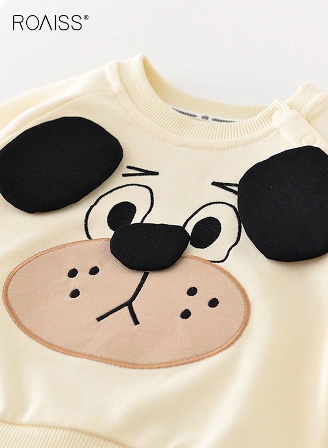 roaiss Baby Boys Sweatshirt and Pants Set with Vivid Patterns, Toddlers Spring and Autumn Outfit, Long Sleeve Cartoon Top and Elastic Waist Striped Pants, 2 Piece Comortable Clothing Set for Baby Boys, Suitable for Daily Wear and Outdoor Activities - Image 4