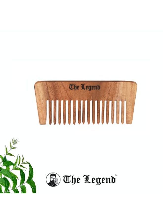The Legend Organic Pure Neem Wood Comb Wide Teeth, Brown - Image 4