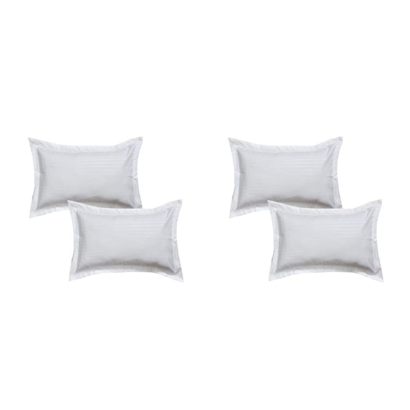 TrendRoad Satin Fabric Stripes Pattern Pillow Case Covers|Pack of 4| Color: White