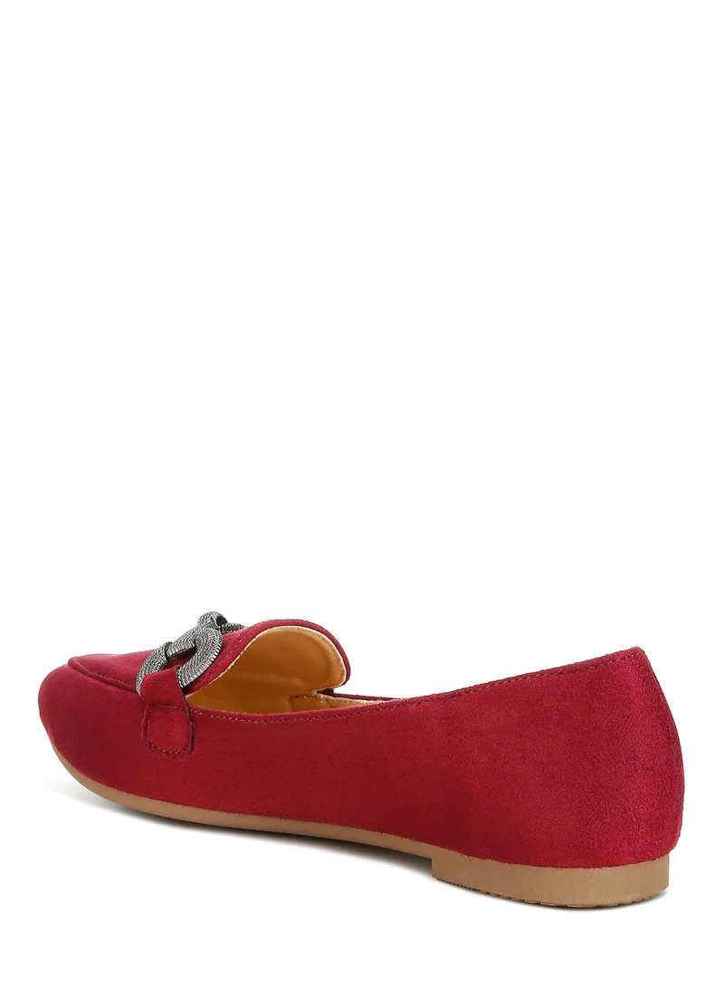 London Rag Horsebit Detail Flexible Loafers in Burgundy