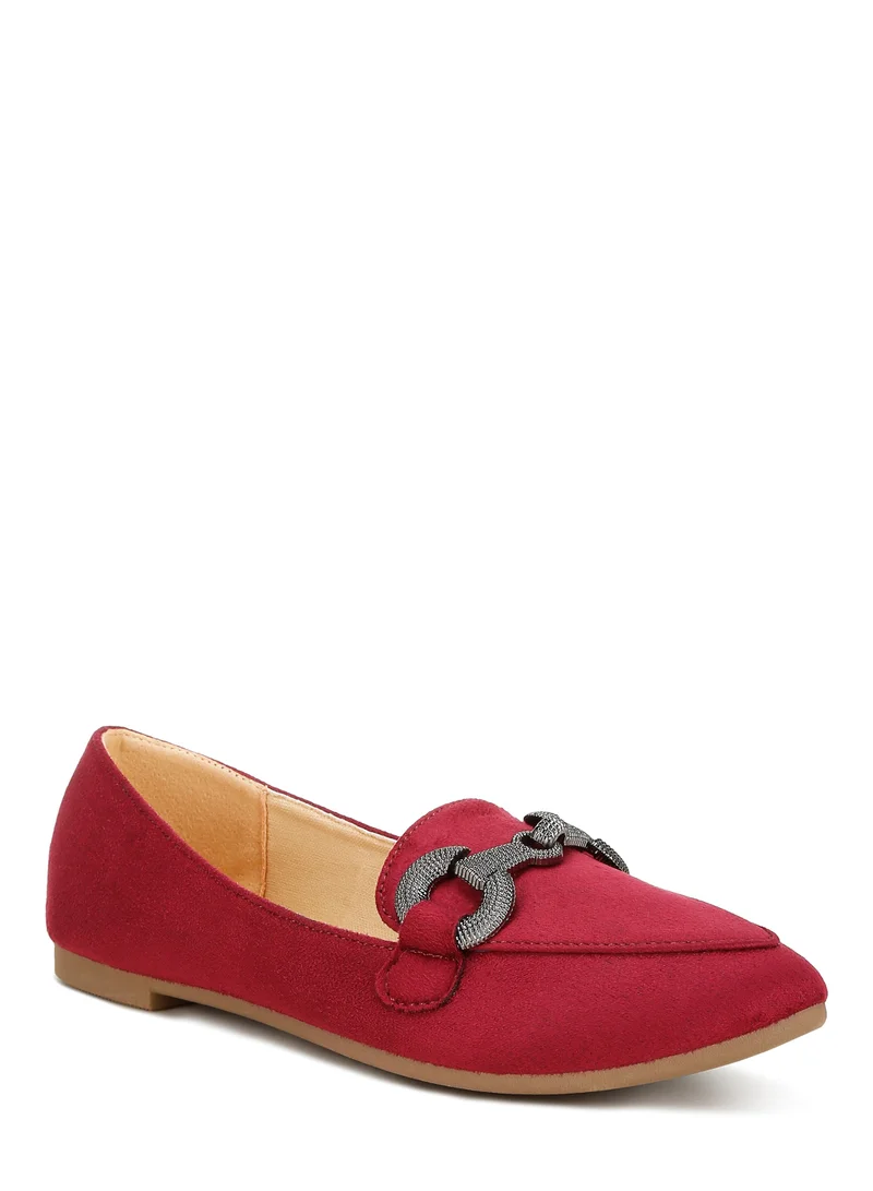 London Rag Horsebit Detail Flexible Loafers in Burgundy