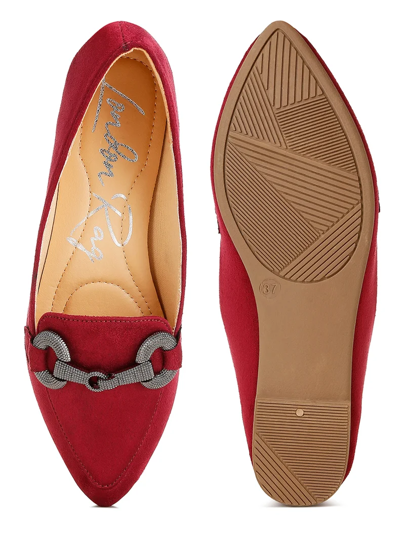 London Rag Horsebit Detail Flexible Loafers in Burgundy